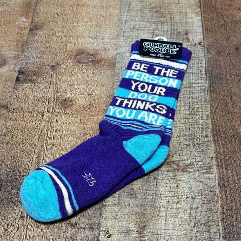 Gumball Poodle Novelty Gift Crew Socks “be the person your dog thinks you are”